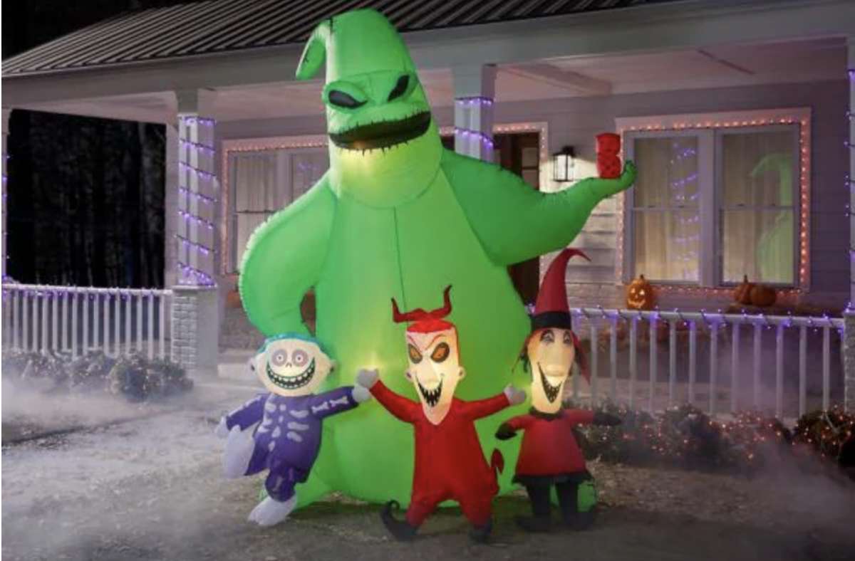 9 ft. Oogie Boogie with Lock Shock and Barrel Scene Airblown Disney Halloween Inflatable, $179 at Home Depot