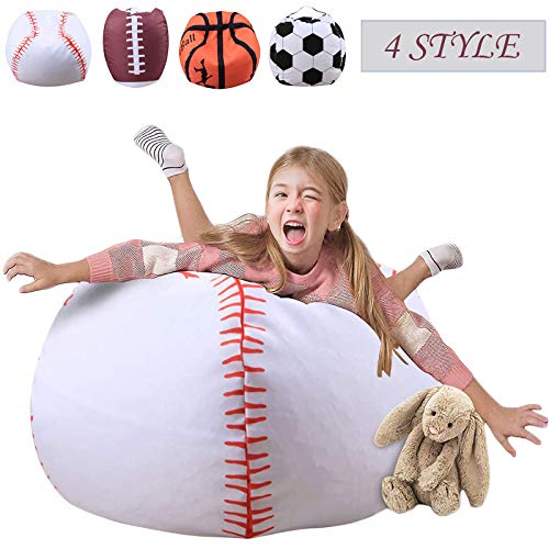Storage Bean Bag Cover for Kids 38 Inch Stuffed Animal Extra Large Blanket Beanbag Cover Plush Organizer for Child Stuffed Seat Storage Sack Soft Smooth Polyester Kid’S Room， Baseball